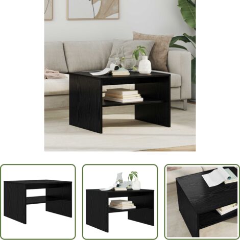 Madera de ingeniería -  Mesa de Café Roble Negro 60 x 50 x 40 cm Madera de ingeniería