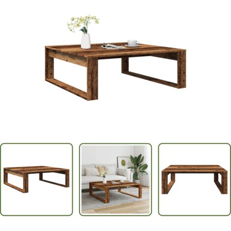 Madera de ingeniería -  Mesa de centro madera de ingeniería envejecida 100x100x35 cm