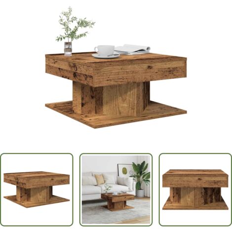 Madera de ingeniería -  Mesa de centro madera de ingeniería envejecida 55x55x30 cm