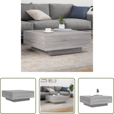 Madera de ingeniería -  Mesa de centro madera de ingeniería gris Sonoma 80x80x31 cm