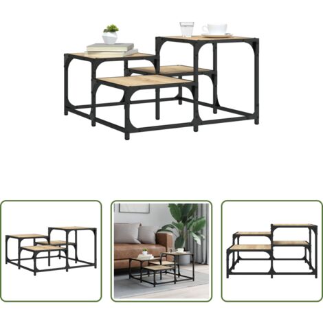 Madera de ingeniería -  Mesa de centro madera de ingeniería roble Sonoma 68x68x40 cm