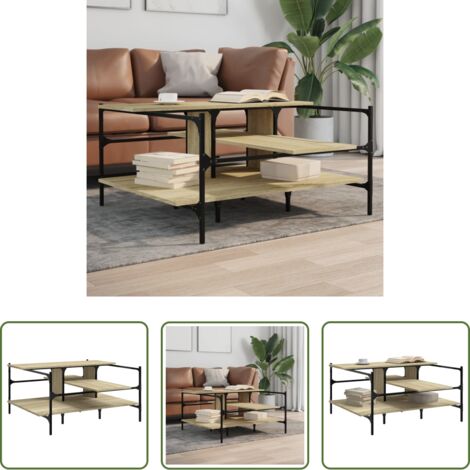 Madera de ingeniería -  Mesa de centro madera ingeniería roble Sonoma 100x100x48,5 cm