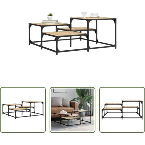 Madera de ingeniería -  Mesa de centro madera ingeniería roble Sonoma 87,5x87,5x40 cm