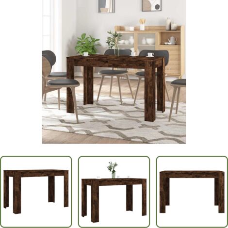 Madera de ingeniería -  Mesa de comedor madera de ingeniería roble ahumado 120x60x76 cm