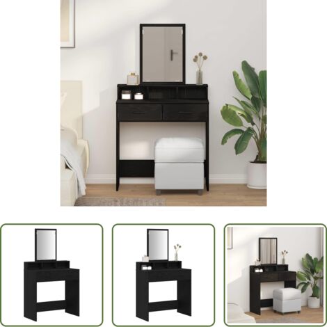 Madera de ingeniería -  Mesa Tocador Roble Negro 79 x 41 x 140 cm Madera de ingeniería