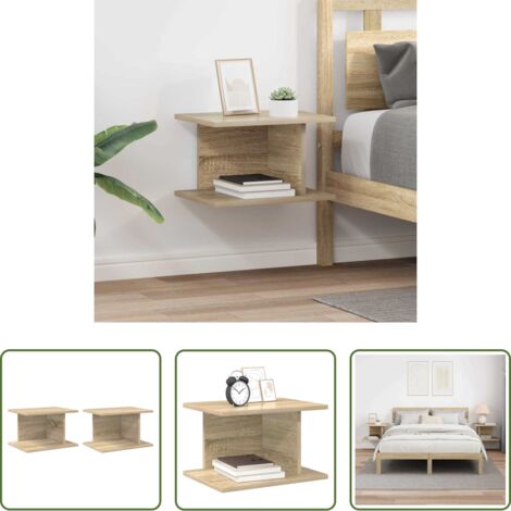 Madera de ingeniería -  Mesita de Noche 2 pcs Roble Sonoma 40 x 30 x 25 cm