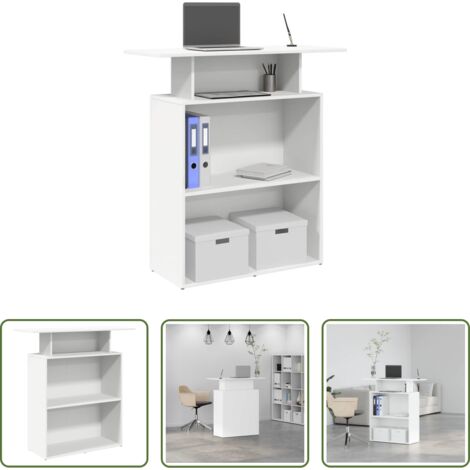 Madera de ingeniería -  Mostrador de recepción blanco 100x40x104 cm madera de ingeniería