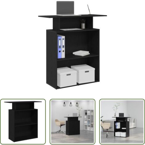 Madera de ingeniería -  Mostrador de recepción negro 100x40x104 cm Madera de ingeniería