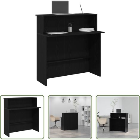 Madera de ingeniería -  Mostrador de recepción negro 100x50x103,5 cm madera ingeniería