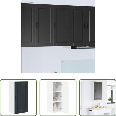 Madera de ingeniería -  Mueble de Cocina Negro 40 x 31 x 80 cm Madera de ingeniería