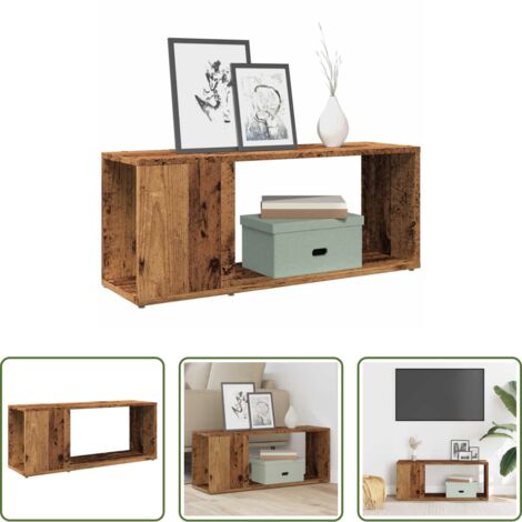 Madera de ingeniería -  Mueble de TV madera de ingeniería envejecida 80x24x32 cm