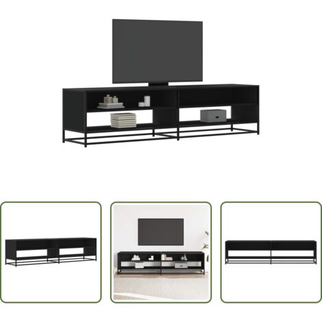 Madera de ingeniería -  Mueble de TV madera de ingeniería negro 180,5x40x46 cm