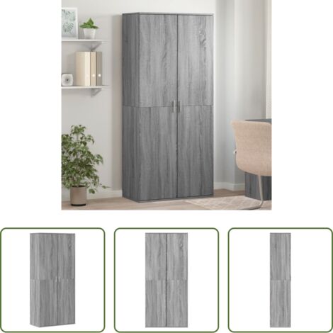 Madera de ingeniería -  Mueble zapatero madera de ingeniería gris Sonoma 80x39x178 cm