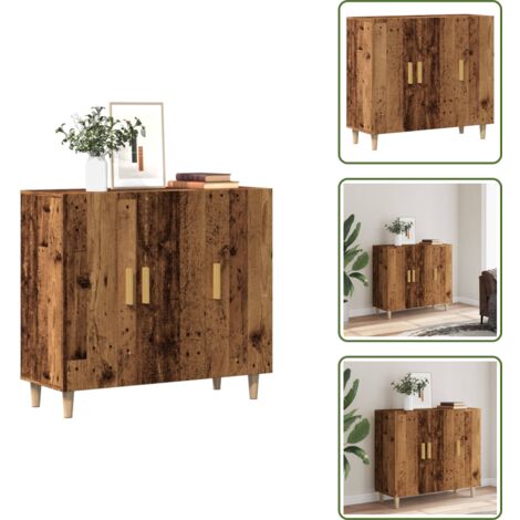 Madera de ingeniería - vidaXL Aparador de madera de ingeniería envejecido 90x34x80 cm - Aparador de bufé