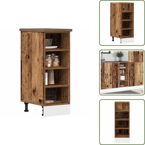 Madera de ingeniería - vidaXL Armario bajo "Riga" Madera Vieja 30x44,5x81,5 cm Madera de ingeniería - Armario cocina con patas ajustables
