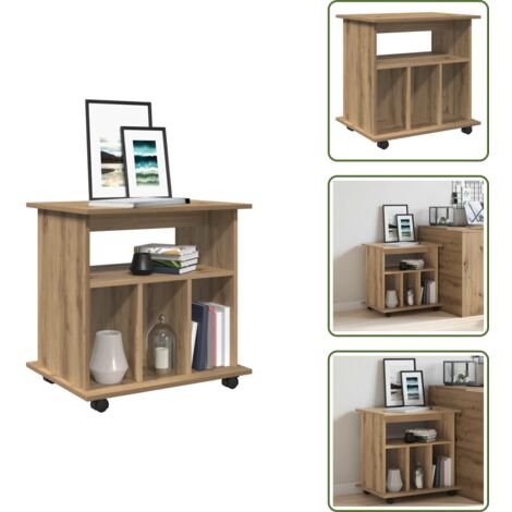 Madera de ingeniería - vidaXL Armario con ruedas madera ingeniería roble artisan 60x45x60 cm - Armario de almacenamiento