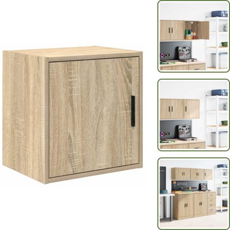 Madera de ingeniería - vidaXL Armario de pared para garaje madera de ingeniería roble sonoma - Armario para oficina