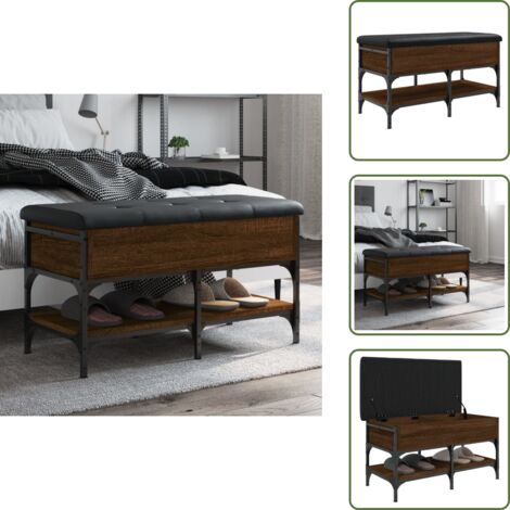 Madera de ingeniería - vidaXL Banco zapatero madera de ingeniería marrón roble 82x42x45 cm - Banco de calzado