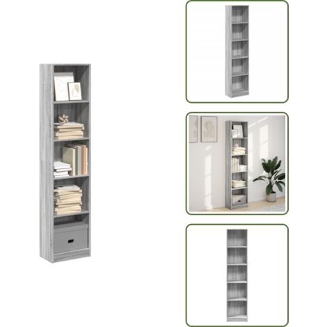Madera de ingeniería - vidaXL Estantería de madera de ingeniería gris Sonoma 40x24x176 cm - Estantería de almacenamiento