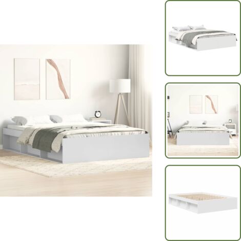 Madera de ingeniería - vidaXL Estructura de cama blanca 140x200 cm - Cama moderna