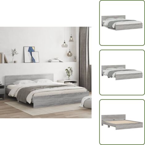Madera de ingeniería - vidaXL Estructura de cama con cabecero gris Sonoma 180x200 cm - Soporte para espalda