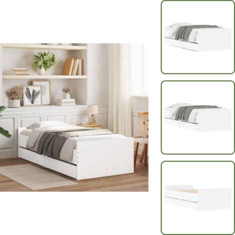 Madera de ingeniería - vidaXL Estructura de cama con cajones blanco 90x190 cm - Cama con cajones blanco