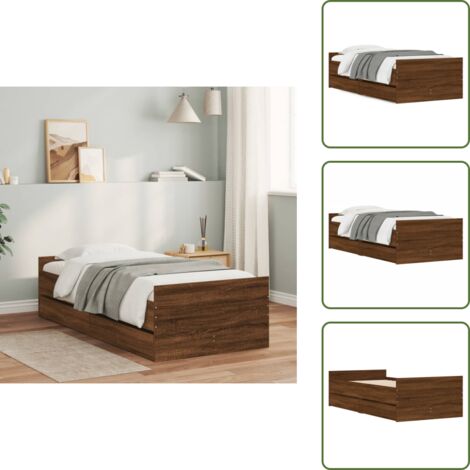 Madera de ingeniería - vidaXL Estructura de cama con cajones roble marrón 90x190 cm - Cama con cajones roble