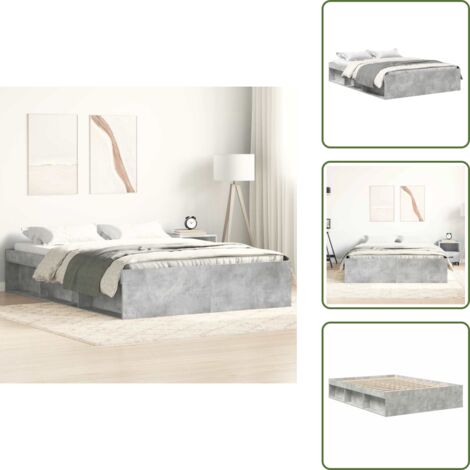 Madera de ingeniería - vidaXL Estructura de cama gris hormigón 120x190 cm - Listones de madera