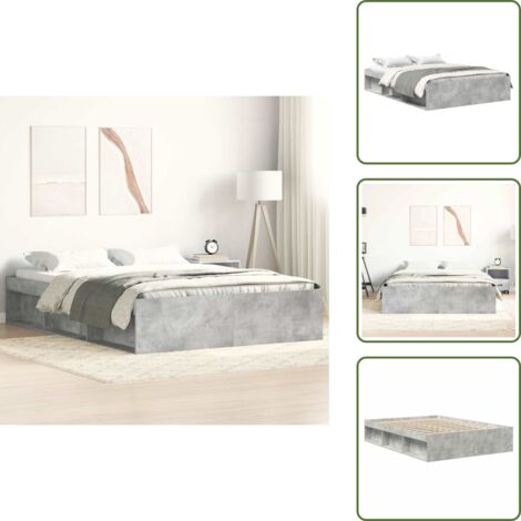 Madera de ingeniería - vidaXL Estructura de cama gris hormigón 160x200 cm - Listones de madera