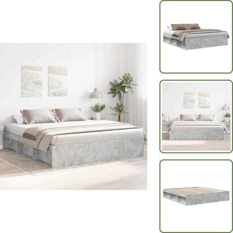 Madera de ingeniería - vidaXL Estructura de cama gris hormigón 180x200 cm - Listones de madera