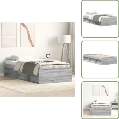 Madera de ingeniería - vidaXL Estructura de cama gris Sonoma 75x190 cm - Listones de madera contrachapada