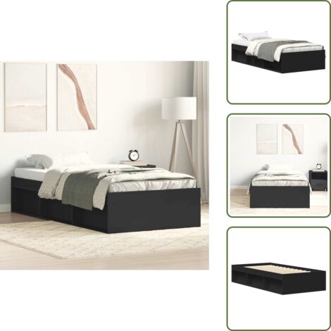 Madera de ingeniería - vidaXL Estructura de cama negra 100x200 cm - Cama moderna