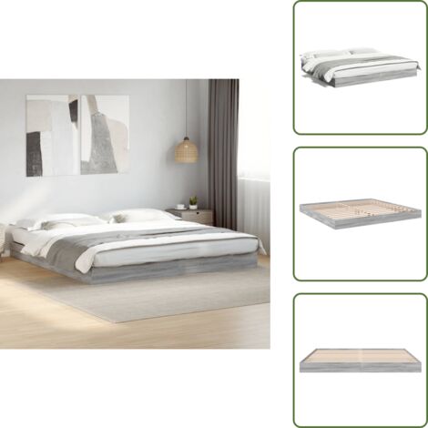 Madera de ingeniería - vidaXL Estructura de cama sin colchón gris Sonoma 180x200 cm - Cama moderna