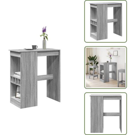 Madera de ingeniería - vidaXL Mesa alta con estantes madera gris Sonoma 90x47,5x103,5 cm - Mesa gris