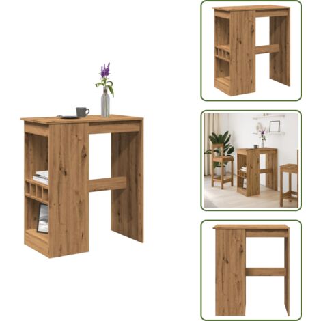 Madera de ingeniería - vidaXL Mesa alta con estantes madera roble artisian 90x47,5x103,5 cm - Mesa de cocina