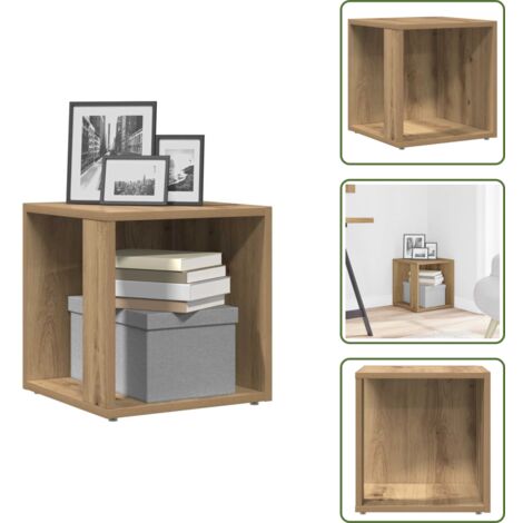 Madera de ingeniería - vidaXL Mesa auxiliar de madera de ingeniería roble artisan 33x33x34 cm - Mesa de esquina