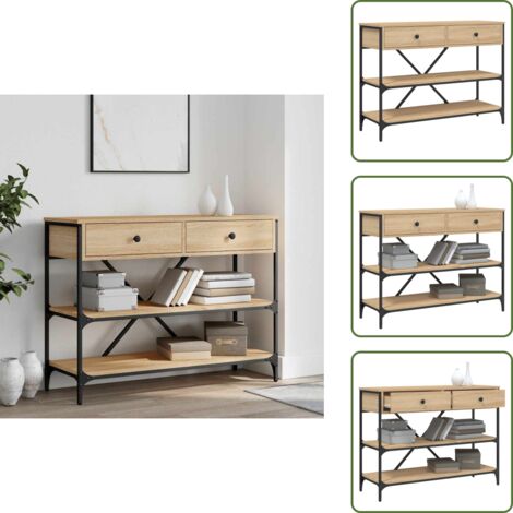 Madera de ingeniería - vidaXL Mesa consola cajones estantes madera de ingeniería roble Sonoma - Roble Sonoma