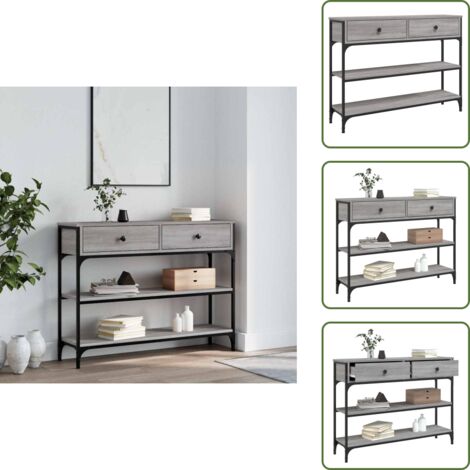 Madera de ingeniería - vidaXL Mesa consola madera de ingeniería gris Sonoma 100x25x75 cm - Almacenamiento