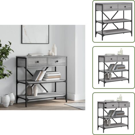 Madera de ingeniería - vidaXL Mesa consola madera de ingeniería gris Sonoma 75x34,5x75 cm - Almacenamiento