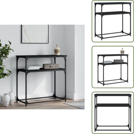 Madera de ingeniería - vidaXL Mesa consola madera de ingeniería negra 75x35,5x75 cm - Almacenamiento