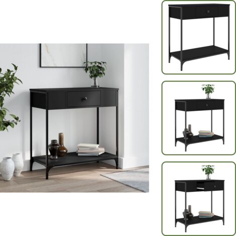 Madera de ingeniería - vidaXL Mesa consola madera de ingeniería negro 75x34,5x75 cm - Almacenamiento
