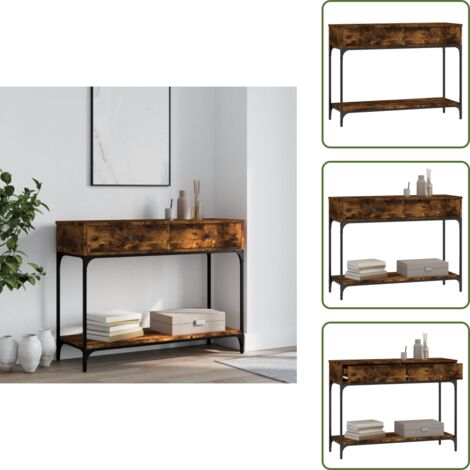 Madera de ingeniería - vidaXL Mesa consola madera de ingeniería roble ahumado 100x34,5x75 cm - Almacenamiento