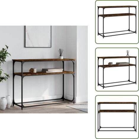 Madera de ingeniería - vidaXL Mesa consola madera de ingeniería roble ahumado 100x35,5x75 cm - Mesa de pasillo