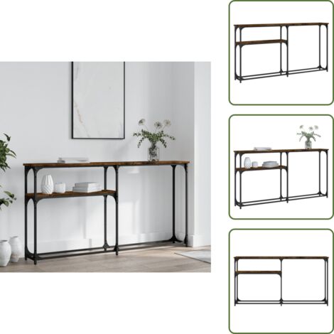 Madera de ingeniería - vidaXL Mesa consola madera de ingeniería roble ahumado 145x22,5x75 cm - Mesa de salón
