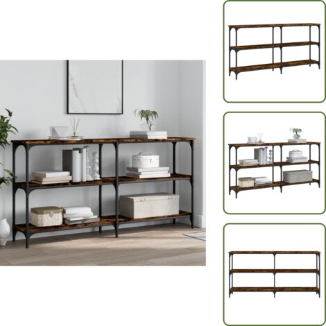 Madera de ingeniería - vidaXL Mesa consola madera de ingeniería roble ahumado 150x29x75 cm - Mesa de pasillo