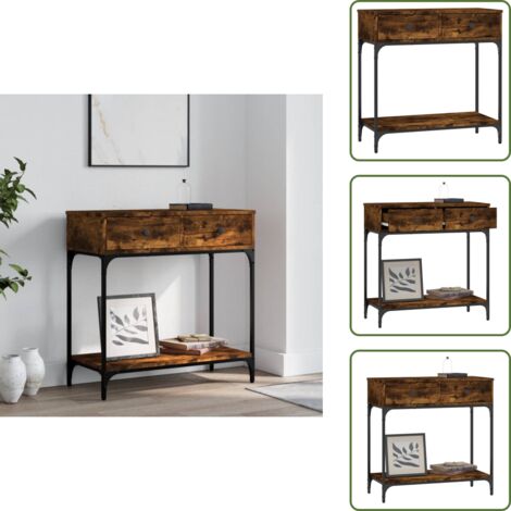 Madera de ingeniería - vidaXL Mesa consola madera de ingeniería roble ahumado 75x34,5x75 cm - Almacenamiento