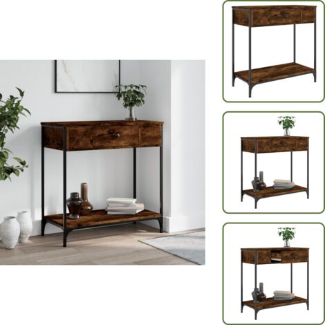 Madera de ingeniería - vidaXL Mesa consola madera de ingeniería roble ahumado 75x34,5x75 cm - Mesa de salón
