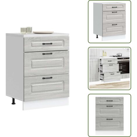 Madera de ingeniería - vidaXL Mueble bajo de cocina Kalmar gris sonoma madera de ingeniería - Cocina organizada