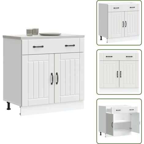 Madera de ingeniería - vidaXL Mueble bajo de cocina Lucca madera de ingeniería blanca - Muebles de cocina