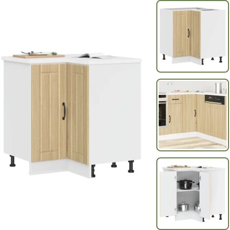 Madera de ingeniería - vidaXL Mueble bajo esquina de cocina Lucca madera reconstituida - Gabinete cocina